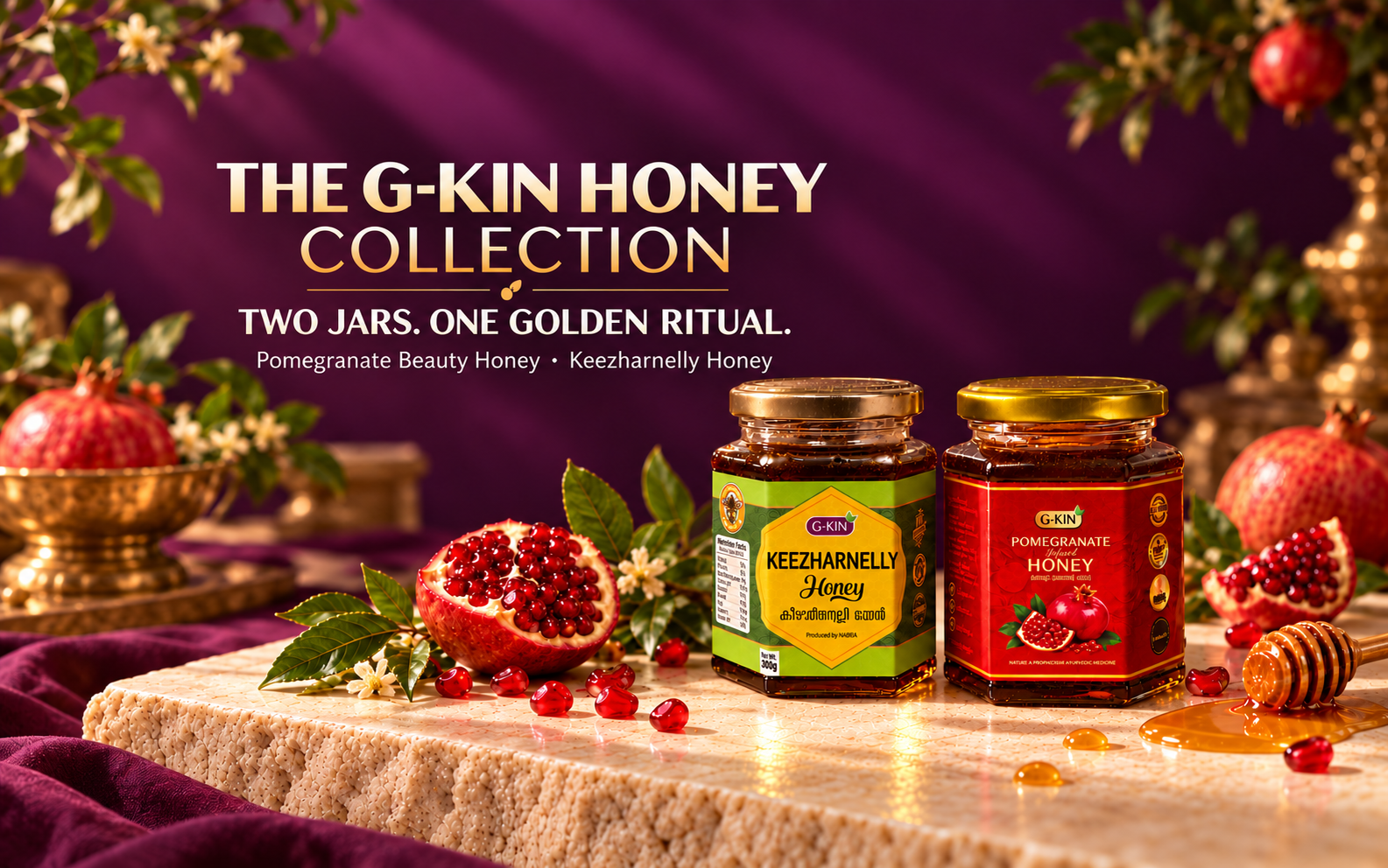 The G-KIN Honey Collection — Pomegranate Beauty Honey and Keezharnelly Honey